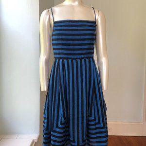 Anna Sui spaghetti straps summer dress in blue and black silk & cotton g…